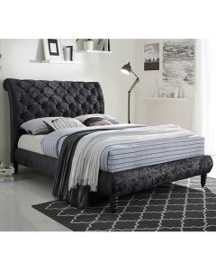 Venice Velvet Upholstered King Size Bed In Black