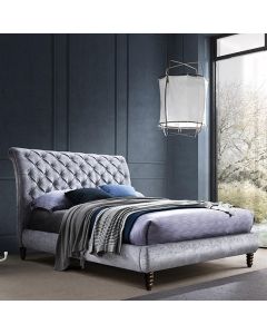 Venice Velvet Upholstered King Size Bed In Grey