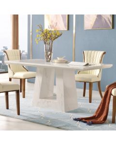 Venice White Marble Dining Table with Marble Base