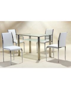 Vercelli Clear Glass Dining Set With 4 Chairs