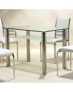 Vercelli Clear Glass Dining Table With Chrome Legs