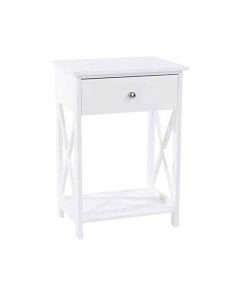 Vermont Wooden 1 Drawer Bedside Cabinet In White