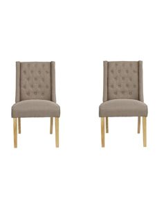 Verona Beige Linen Fabric Dining Chairs In Pair