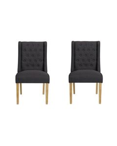 Verona Charcoal Linen Fabric Dining Chairs In Pair