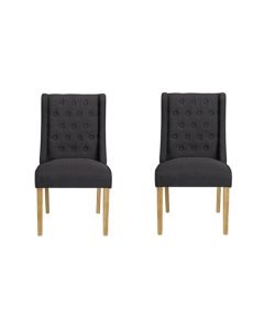 Verona Charcoal Linen Fabric Dining Chairs In Pair