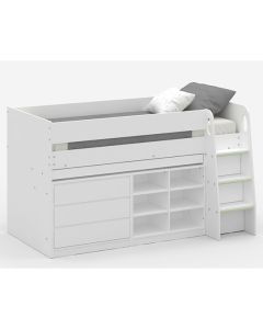 Vespa Wooden Single Mid Sleeper Bunk Bed With Storage In White