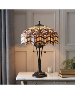 Vesta Medium Tiffany Glass Table Lamp In Dark Bronze