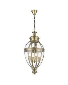 Victoria 4 Bulbs Ceiling Pendant Light In Antique Brass