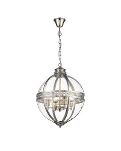 Victoria 4 Bulbs Round Ceiling Pendant Light In Nickel