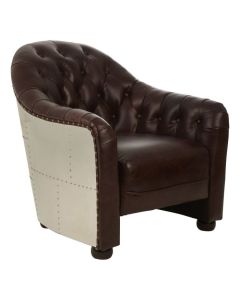 Victor Classic Leather Armchair In Dark Brown With Wooden Legs