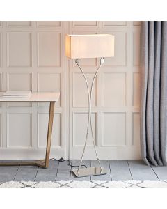 Vienna 2 Lights Fabric Shade Floor Lamp In Polished Nickel