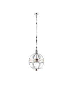 Vienna 305mm Half Clear Glass Ceiling Pendant Light In Bright Nickel