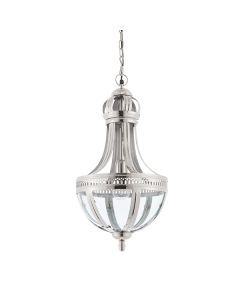 Vienna Clear Glass Ceiling Pendant Light In Bright Nickel