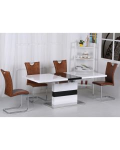 Vienna Extending Dining Table In High Gloss White And Black With 6 Chairs