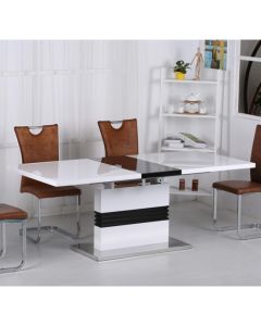 Vienna Extending Wooden Dining Table In High Gloss White And Black