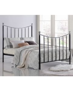 Vienna Metal King Size Bed In Black And Silver