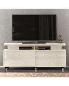 Vision Wide Screen Wooden TV Stand With Castors In High Gloss White