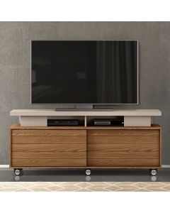 Vision Wide Screen Wooden TV Stand With Castors In Oak Effect And Grey