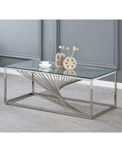 Vista Clear Glass Coffee Table With Silver Stainless Steel Base