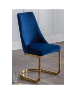 Vittoria Cantilever Velvet Dining Chair In Blue