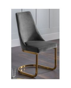 Vittoria Cantilever Velvet Dining Chair In Grey