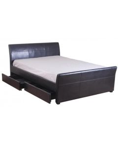 Viva PVC Double Bed In Black With 4 Drawers