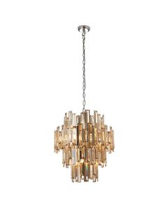 Viviana Tinted Crystal Details 12 Lights Ceiling Pendant Light In Chrome