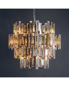 Viviana Tinted Crystal Details 15 Lights Ceiling Pendant Light In Chrome