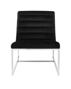 Vogue Curved Cocktail Velvet Upholstered Lounge Chair In Black