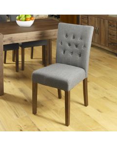 Vrux Flare Back Slate Fabric Upholstered Dining Chairs In Pair