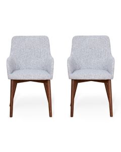 Vrux Light Grey Fabric Upholstered Dining Chairs In Pair