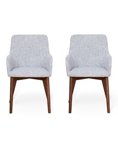 Vrux Light Grey Fabric Upholstered Dining Chairs In Pair