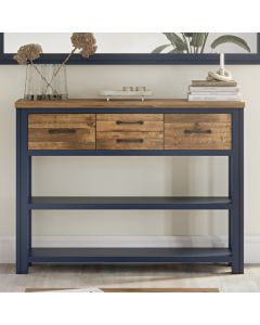 Splash Wooden Console Table With 4 Drawers In Blue