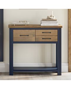 Splash Wooden Console Table With 3 Drawers In Blue