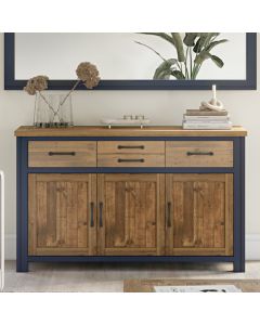 Splash Wooden Sideboard With 3 Doors And 4 Drawers In Blue
