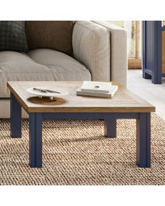 Splash Wooden Square Coffee Table In Oak And Blue