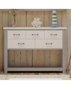 GreyStone Wooden Console Table With 5 Drawers In Grey