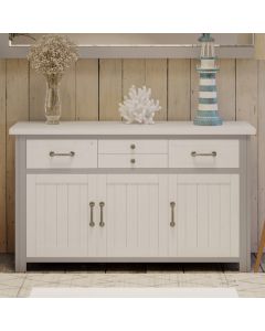 GreyStone Wooden Sideboard With 3 Doors And 4 Drawers In Grey