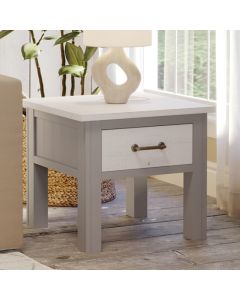 GreyStone Wooden Lamp Table With 1 Drawer In Grey