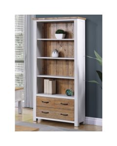 Splash Wooden Large Open Bookcase With 3 Drawers In White