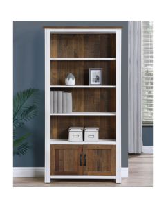 Splash Wooden Large Open Bookcase With 2 Doors In White