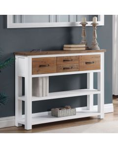 Splash Wooden Console Table With 4 Drawers In White