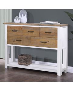 Splash Wooden Console Table With 5 Drawers In White