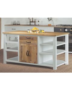 Splash Wooden Kitchen Island With 2 Doors And 2 Drawers In White