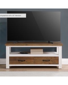 Splash Wooden TV Stand With 2 Drawers In Oak And White