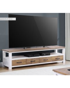 Splash Wooden Wide TV Stand With 4 Drawers In Oak And White