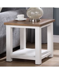 Splash Wooden Square Lamp Table In Oak And White