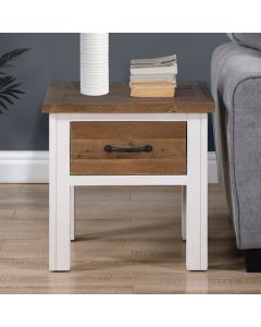 Splash Wooden Lamp Table With 1 Drawer In Oak And White