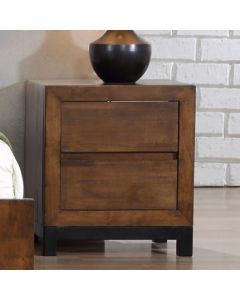 Vulcan Wooden Bedside Cabinet In Rustic Oak With 2 Drawers