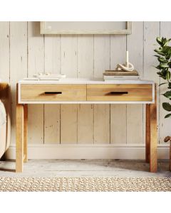 Trinity Wooden Console Table With 2 Drawers In White And Oak